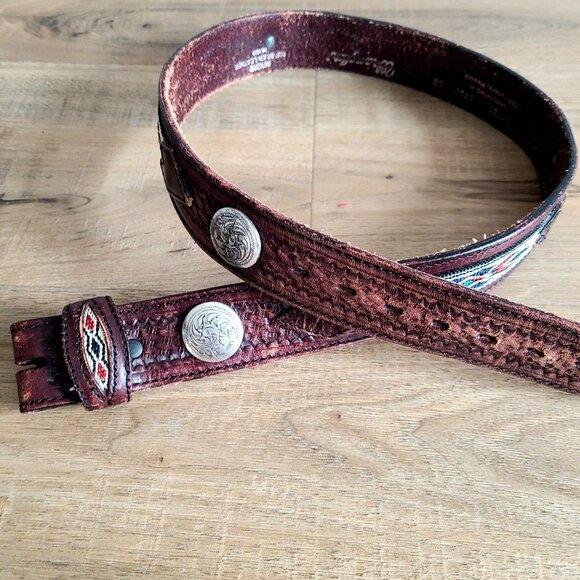 Wrangler handcrafted in Mexico Genuine top grain leather Western belt. - Picture 2 of 10